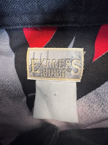 Vintage Express Rider Western Hemd Herren L Rot Schwarz Langarm Button Down Azteken - Bild 4 von 8