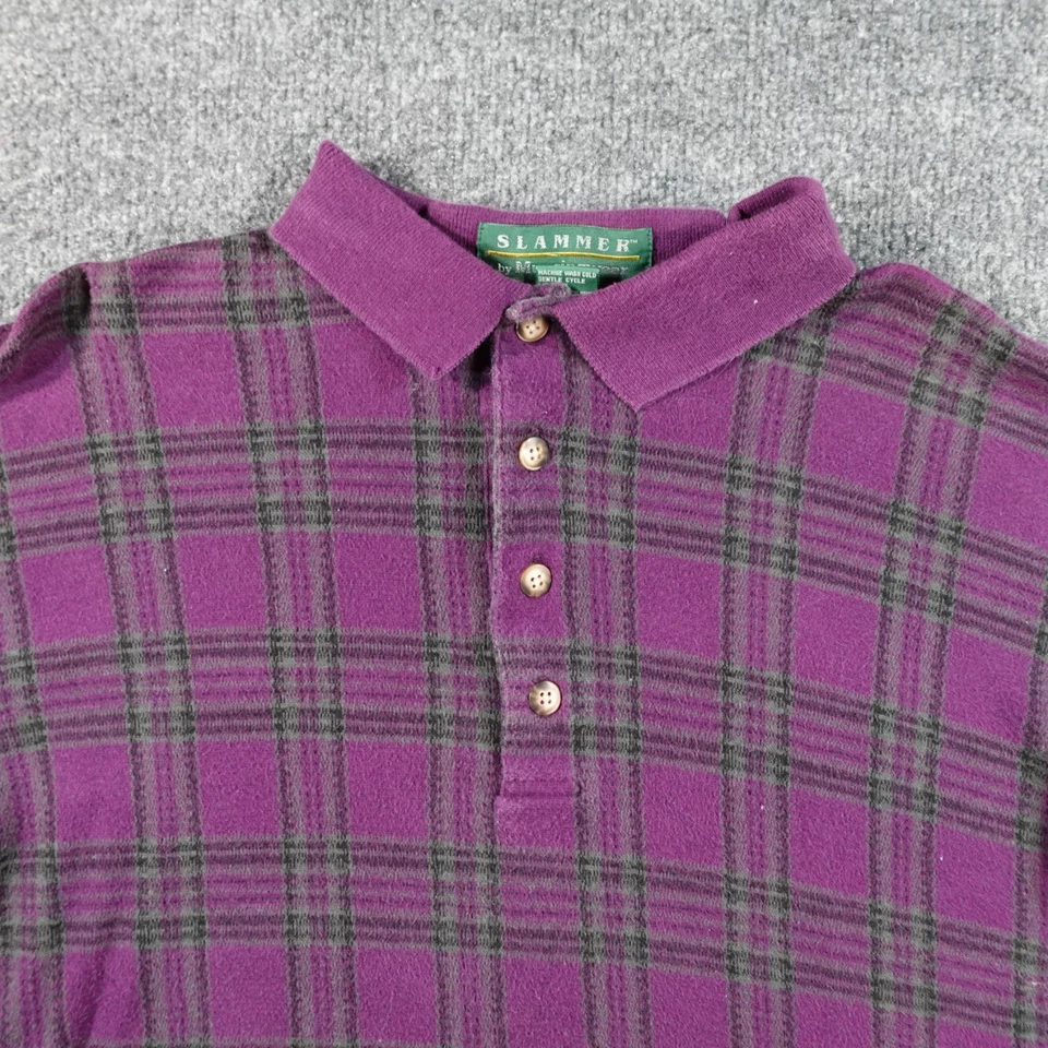 Camisa Polo de Rugby Slammer Munsingwear Vintage Hombres M Púrpura a Cuadros Años 80 90 Años 14662 Foto 2 de 4