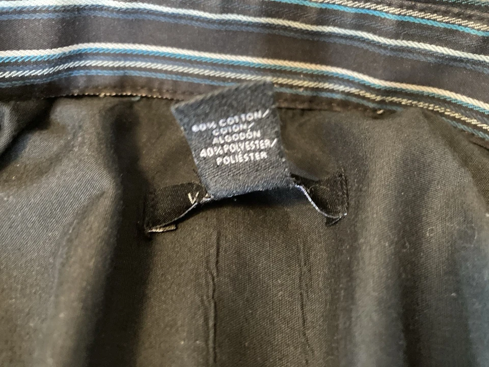 Van Heusen Men’s Button Down Long Sleeve Striped XL 17 To 17.5 Teal, Black, Whit - Image 4 of 4