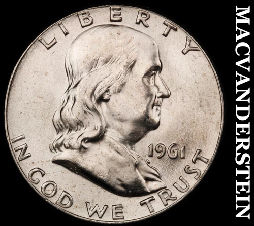 1961 Franklin Half Dollar- Silver- Choice Gem Brilliant Unc+++ Luster #J2548