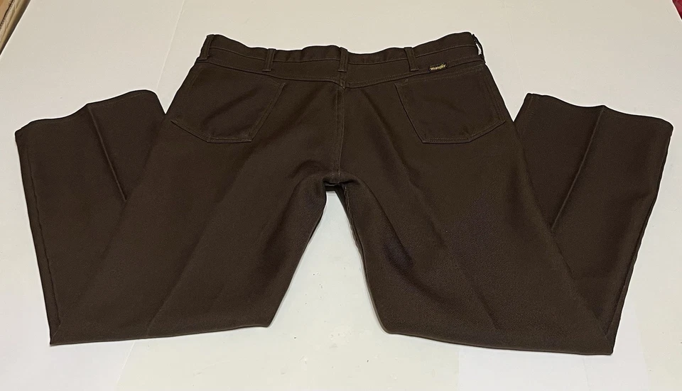 Vtg Wrangler Wrancher 82BN Men's Tag 40x29 Measure 39x29 Polyester Pants Brown - Image 2 of 4
