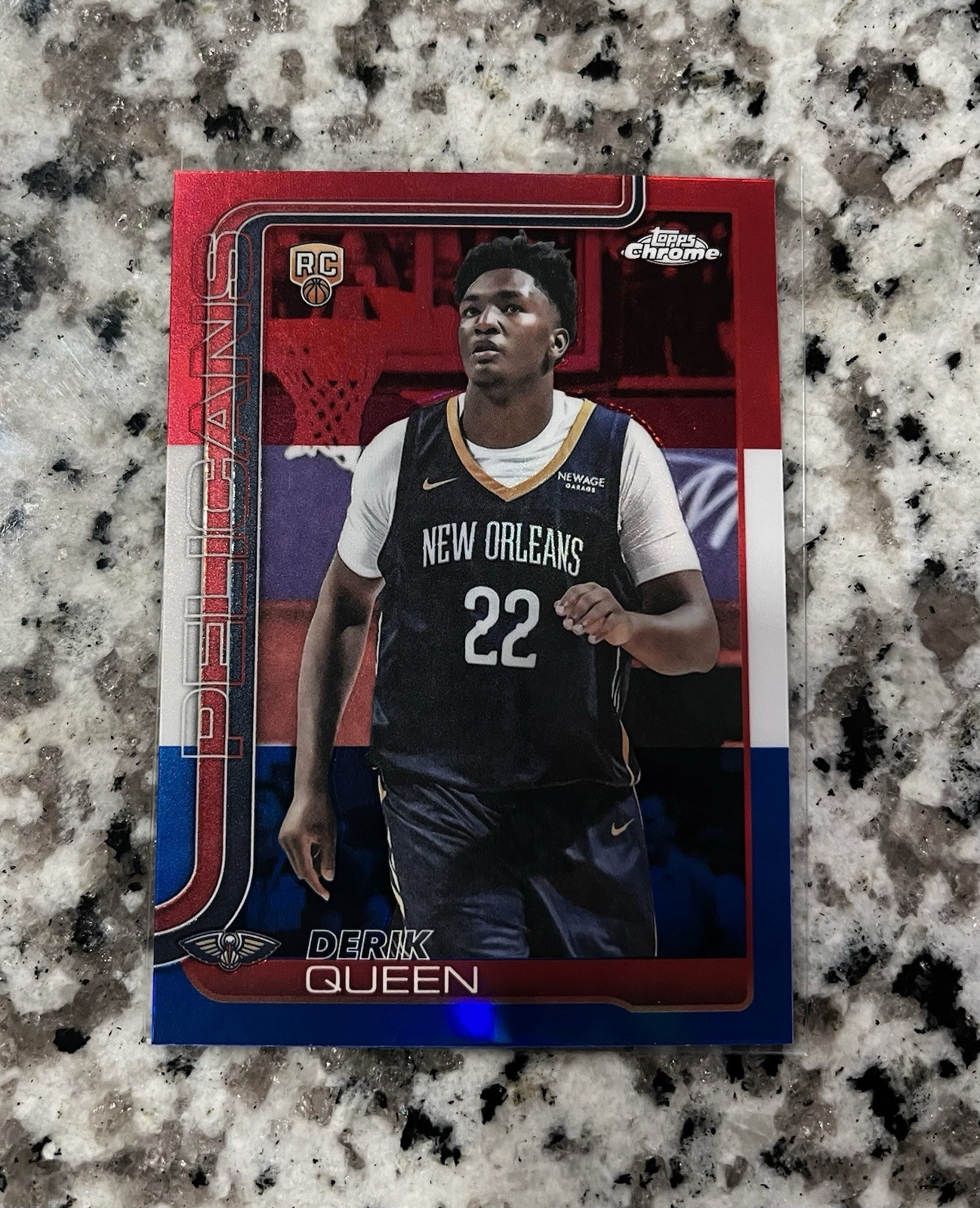 Topps Chrome 2025-26 Derik Queen Red White Blue Rookie #263 New Orleans Pelicans
