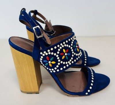 Tabitha Simmons Damen-Sandalen Blaze blau Wildleder verziert Absatz Größe UK 4