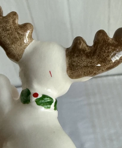 Vintage Fitz & Floyd Christmas Reindeer Napkin Ring Set Of 8 - Picture 13 of 20