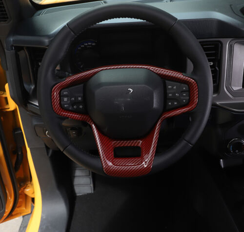 Biseles de ajuste de cubierta de volante de fibra de carbono roja para Ford Bronco 21+ accesorio - Imagen 6 de 10