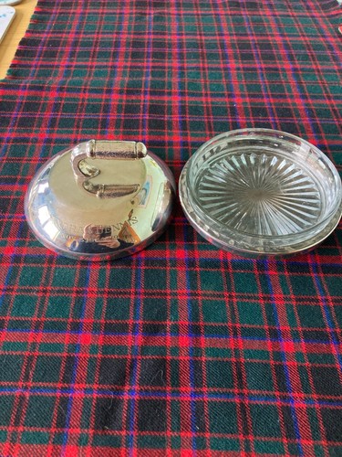 Superb Large Silver Plate & Cut Glass, Butter Dish, Curling Stone 4.5” diameter - Picture 5 of 5