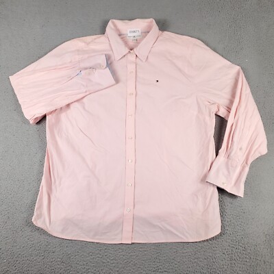 Tommy Hilfiger Shirt Womens Size 20 Pink Casual Button Up Long