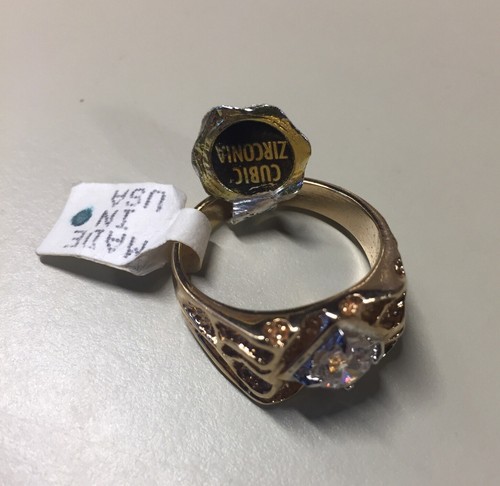 Vintage 18K HGE runder CZ Größe 11 verzierter Band Ehering 80er Jahre Nachlass Stück - Bild 12 von 12
