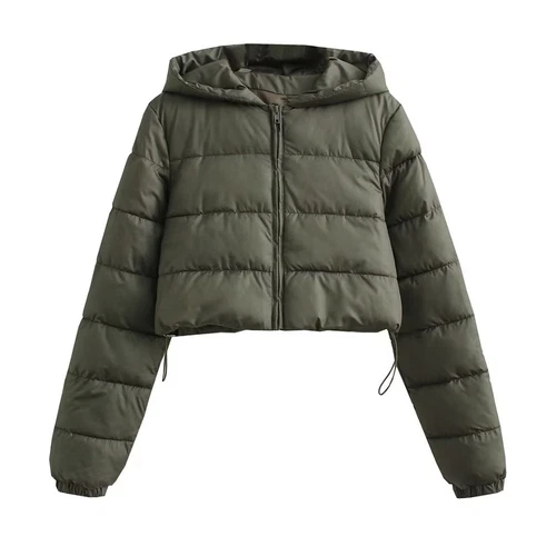 Damen Cropped Mäntel gesteppte gefütterte Jacke Oberbekleidung Reißverschluss Kapuze wattiert warm - Bild 19 von 27