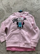 Minnke Mouse Disney Junior 2 Pieces Nwt Pink Hoodie Short Sleeve Top Sz 4