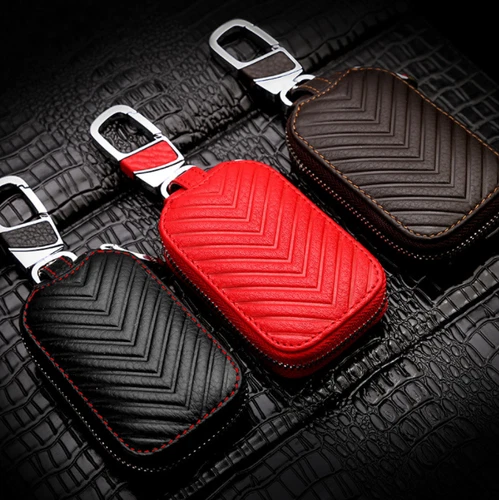 1/2Pc Car Key Chain Bag Leather Smart Key Holder Cover Remote Fob Zipper Case US - Bild 4 von 19