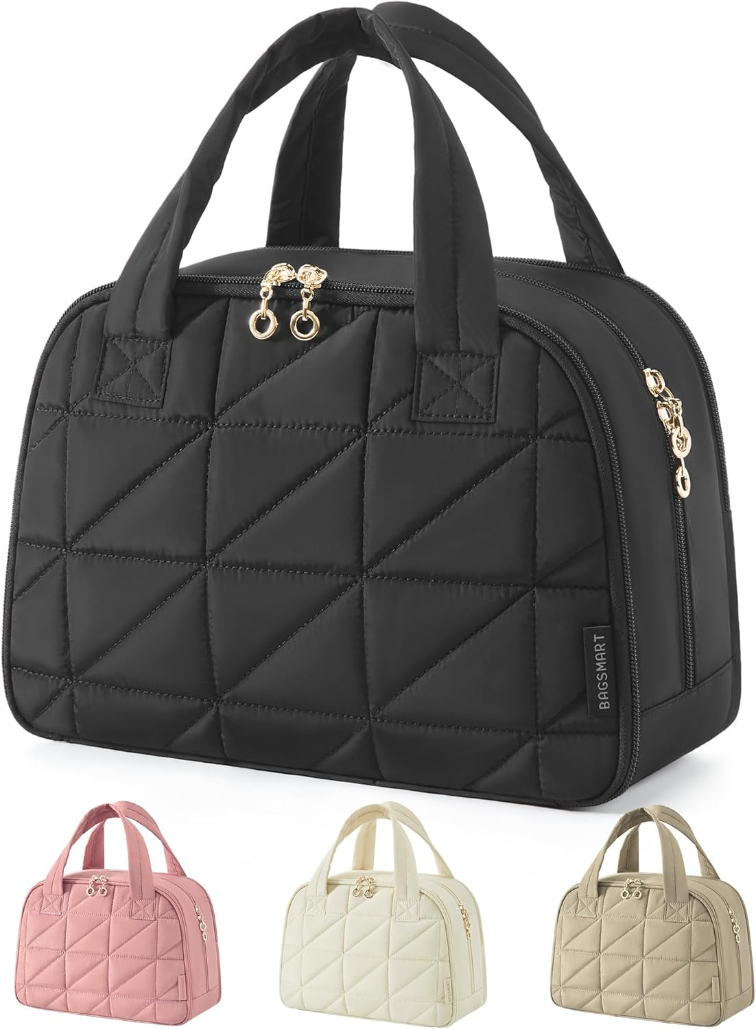 Spacious Puffy Travel Toiletry Bag for Makeup and Cosmetics