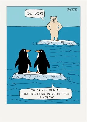 PAPERLINK Happy Birthday Card Drifted Up North Penguin Funny Humour Joke Open Male Female