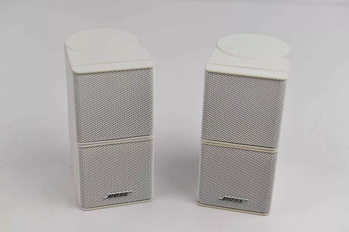 Pair Bose Surround Sound Speakers Double Cube Mini Jewel Speakers White |