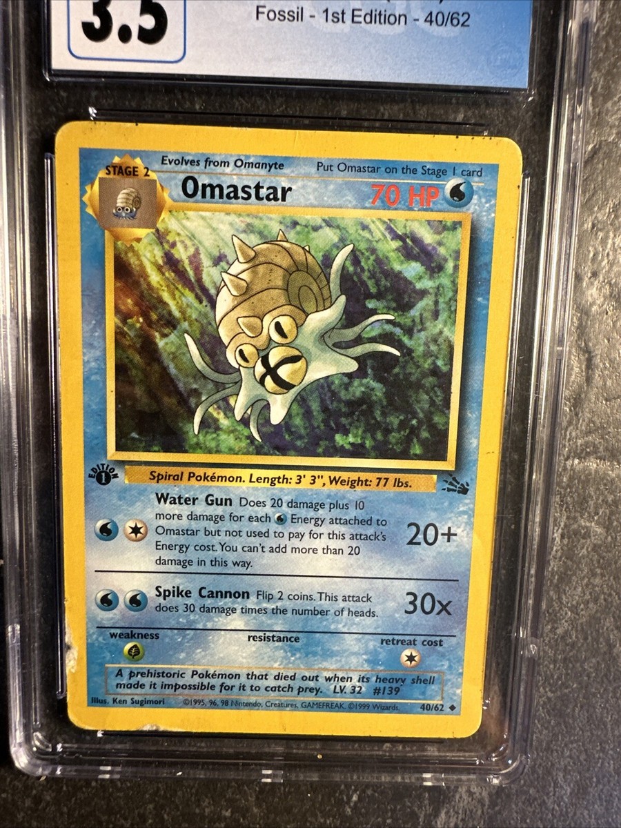 1999 Pokémon Fossil Unlimited Omastar 40 /62 Graded CGC 3.5