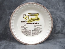 Watkins Pie Dish Cheese Cake Recipe Round Ceramic 10 3/4" Diameter 1981 Vintage