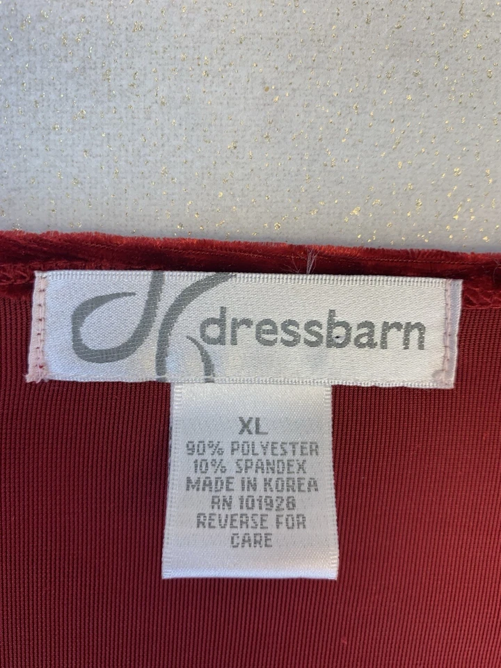 Dress Barn Velvet Lace Top Womens XL Red Layered Jacket Attached Cami Love Knot - Image 4 of 4