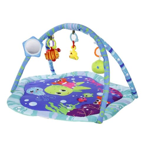 Educational Plush Mat Soft Safe Baby Kids Toy Turtle Fish Crab Mirror Multicolor - Afbeelding 1 van 3