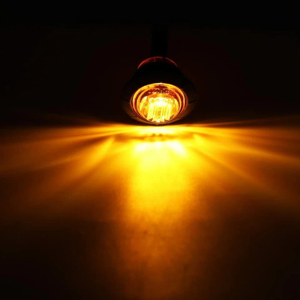 10x 3/4" Bullet Round Smoked Amber LED Side Marker Lights for Boat Trailer Truck - Image 3 of 4