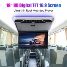 19.5" Flip Down Car Roof Monitor Ceiling Overhead HD TFT 1080P Screen USB HDMI