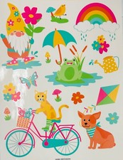 1 Sheet Spring Gnome  Pet Friends Window Clings Decor Teacher Supply