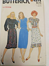 Dress Pullover M 12 14 Butterick 4274 Sewing Pattern Short Sleeve Midi UC VTG