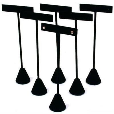 6 Black Velvet Earring T Stand Displays 6 1/2''