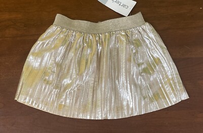Carters Baby Girls Elastic Waist Pull On Pleated Lined Gold Skirt Gold 12 M NWT