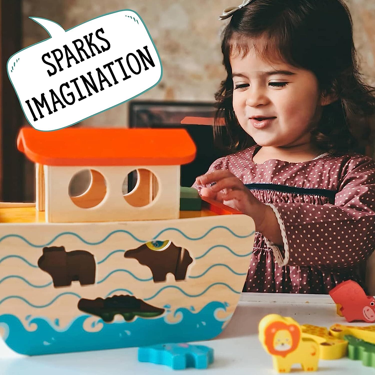Jaques of London Wooden Noahs Ark Toy Playset Wooden Toys for 1 2 3 ...