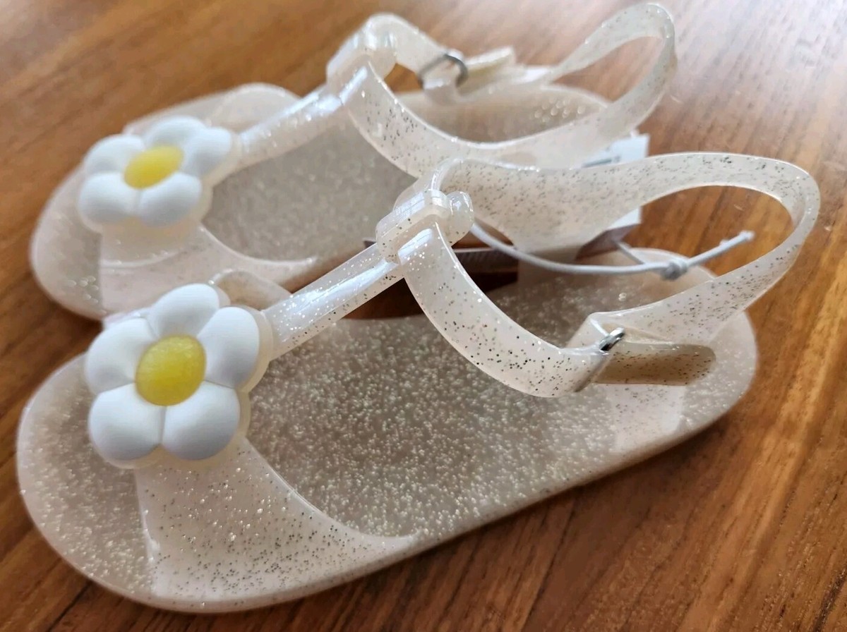 Old Navy Girls TODDLER 11 T-Strap Jelly Shoe Sandals BEIGE SPARKLE