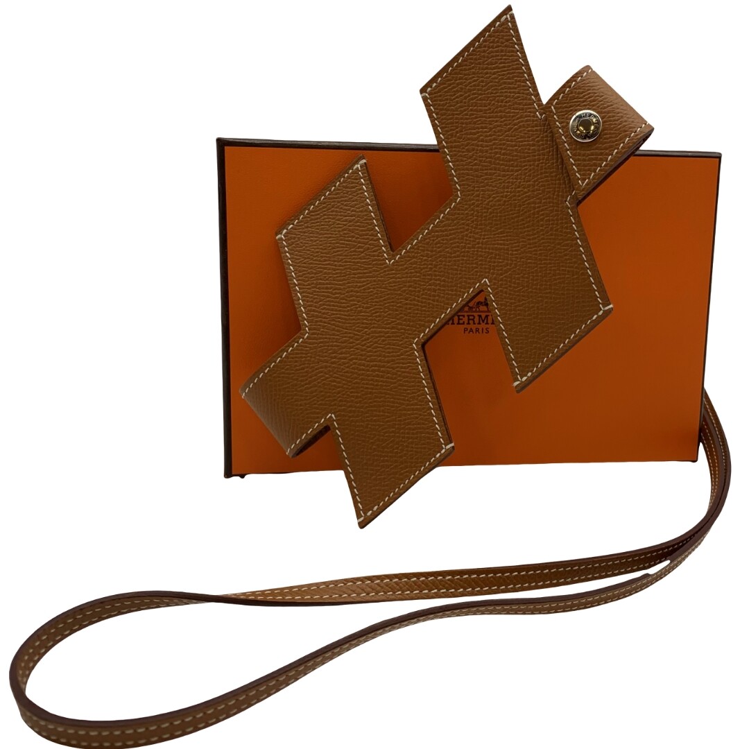 Authentic HERMES H-Tag Phone Case Veau Epsom U Stamp Phone Strap