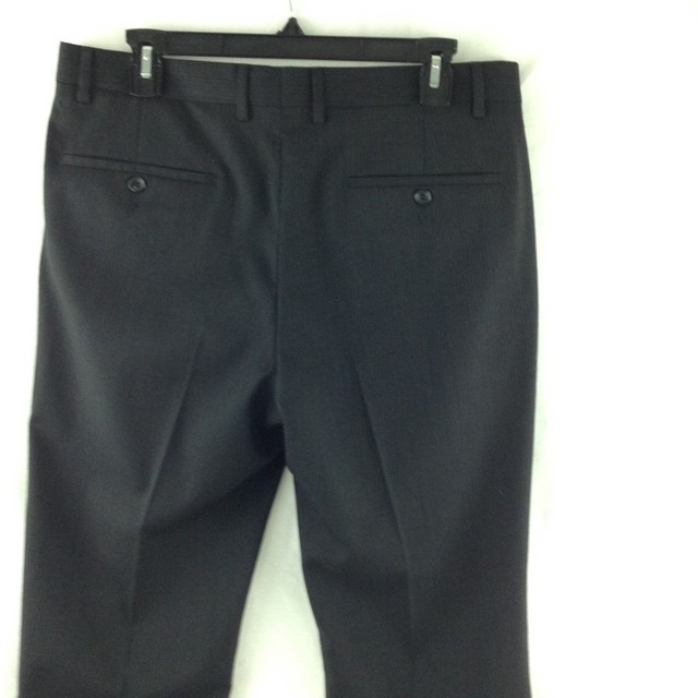 Black Pinstripe Dress Pants 35 Waist 30 Length Mens Wool Flat Front Marc Anthony eBay