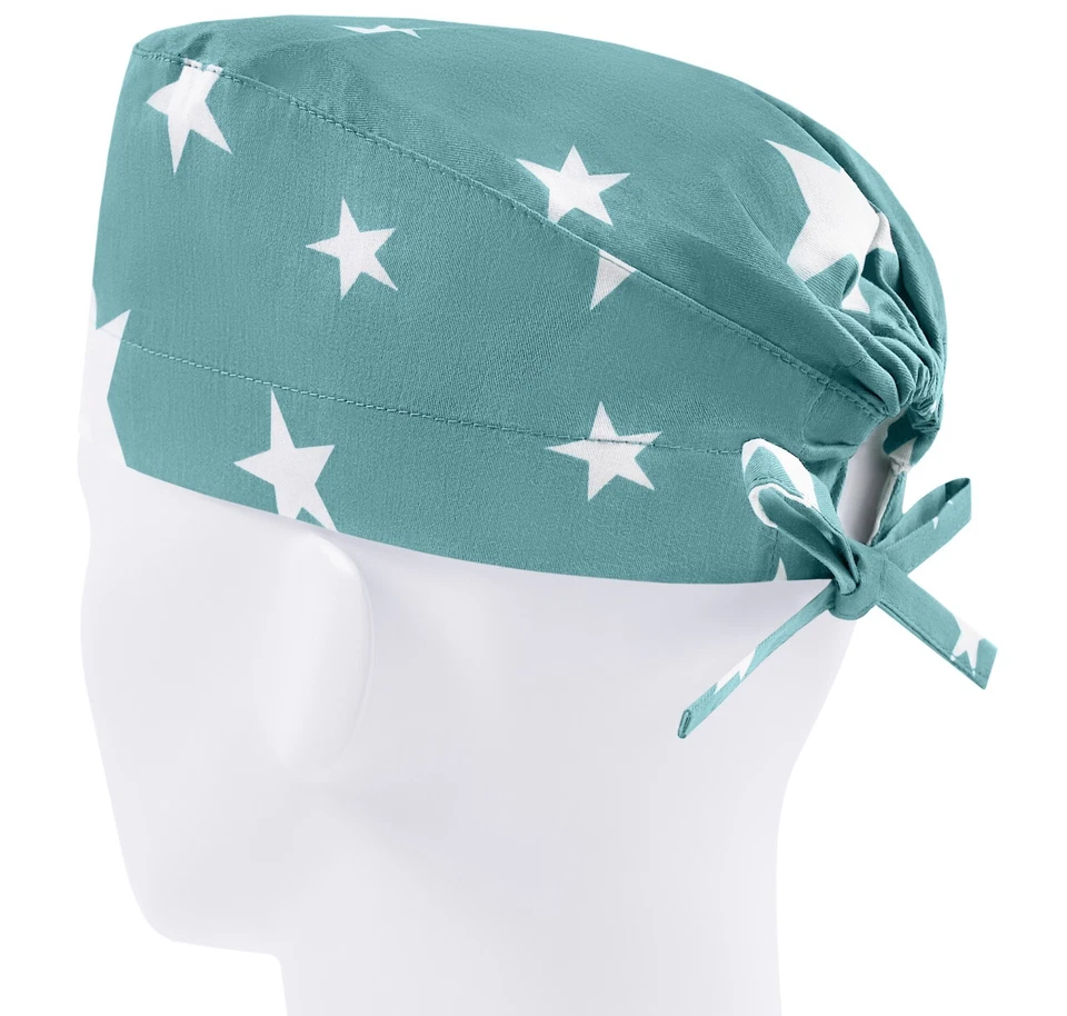Surgical cap men, scrub caps, scrub hats, surgery hat, stars surgical green cap - Image 2 of 3