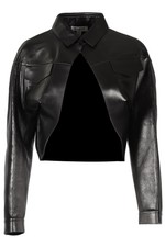 Azzedine AlaÏa Black Cropped Leather Jacket Fr 38 Uk 10