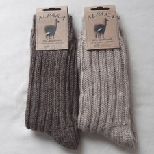 2 Pairs MH Alpaca Socks Thick Wool Socks 100 Wool Brown and Beige 39 to 50