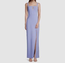  220 Aidan Mattox Women Blue Back-Cutout Front-Slit Sleeveless Gown Dress Size 8