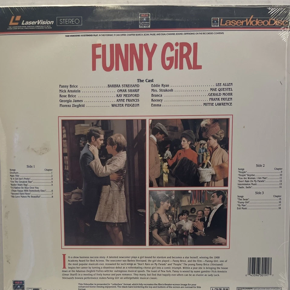 Laser Video Disc Funny Girl Barbra Streisand Omar Sharif NEW SEALED Foto 4 de 4