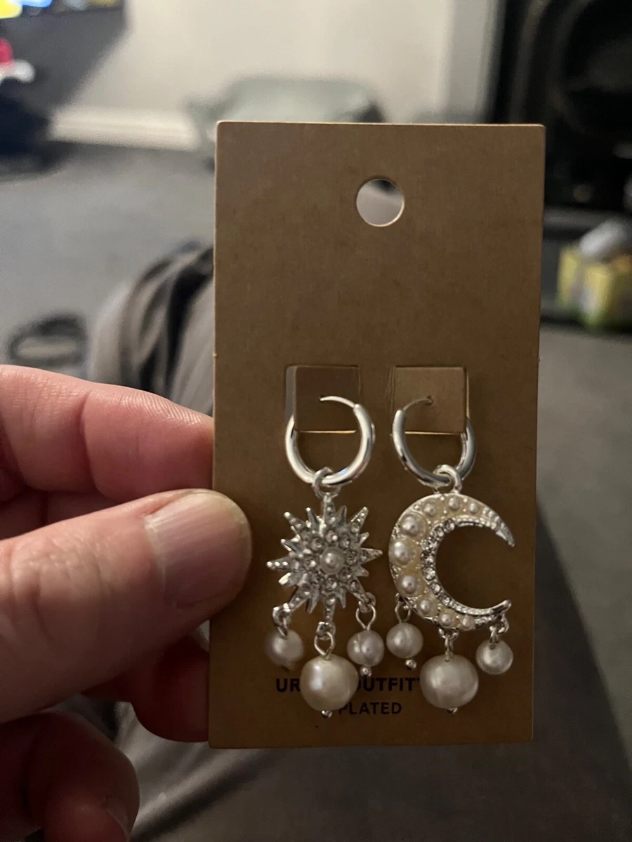 New Urban Outfitters Celestial Plated Pearl Sun Moon Earrings