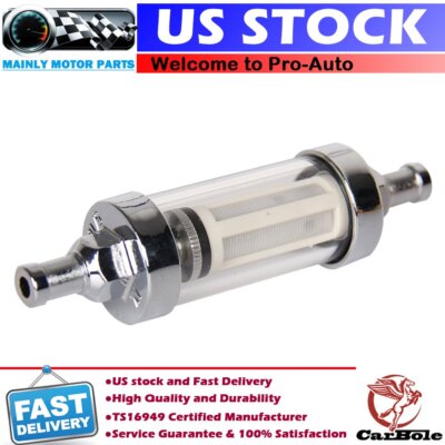 5/16'' 8mm Motorcycle Car Petrol Diesel Inline Tube Gas Fuel Filter Metal Glass