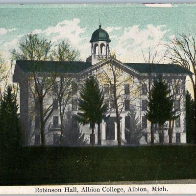 c1910s Robinson Hall Albion College Michigan Postcard University Campus MI DB