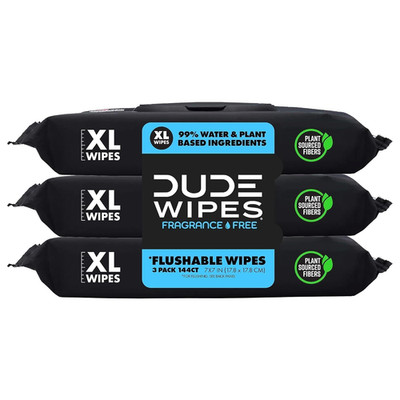 DUDE Wipes Unscented Flushable Wipes - Extra-Large Adult Wet Wipes for Sensitive