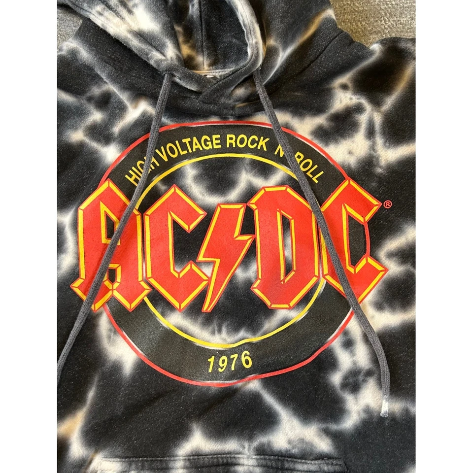 Sudadera con Capucha Tie Dye Rock n Roll Alto Voltaje Para Niños AC/DC De Colección 1976 - Talla Niños Mediana Foto 4 de 4