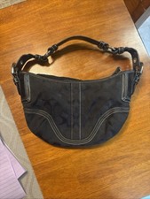 Vintage Coach SoHo Hobo Black C Canvas Leather Y2k A06K-6266