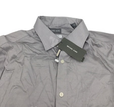 Michael Kors Mens Regular Fit Airsoft Stretch Dress Shirt in Gray Size 17 32-33