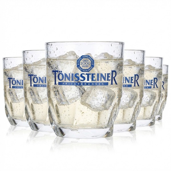6X TöNissteiner Wasser Glas 0,1L Tumbler WassergläSer Blaues Logo-image