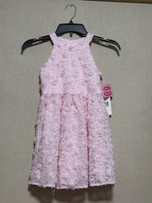 NWT Rare Editions Big Girls Halter Micro Soutache Dress Size 7 Pink