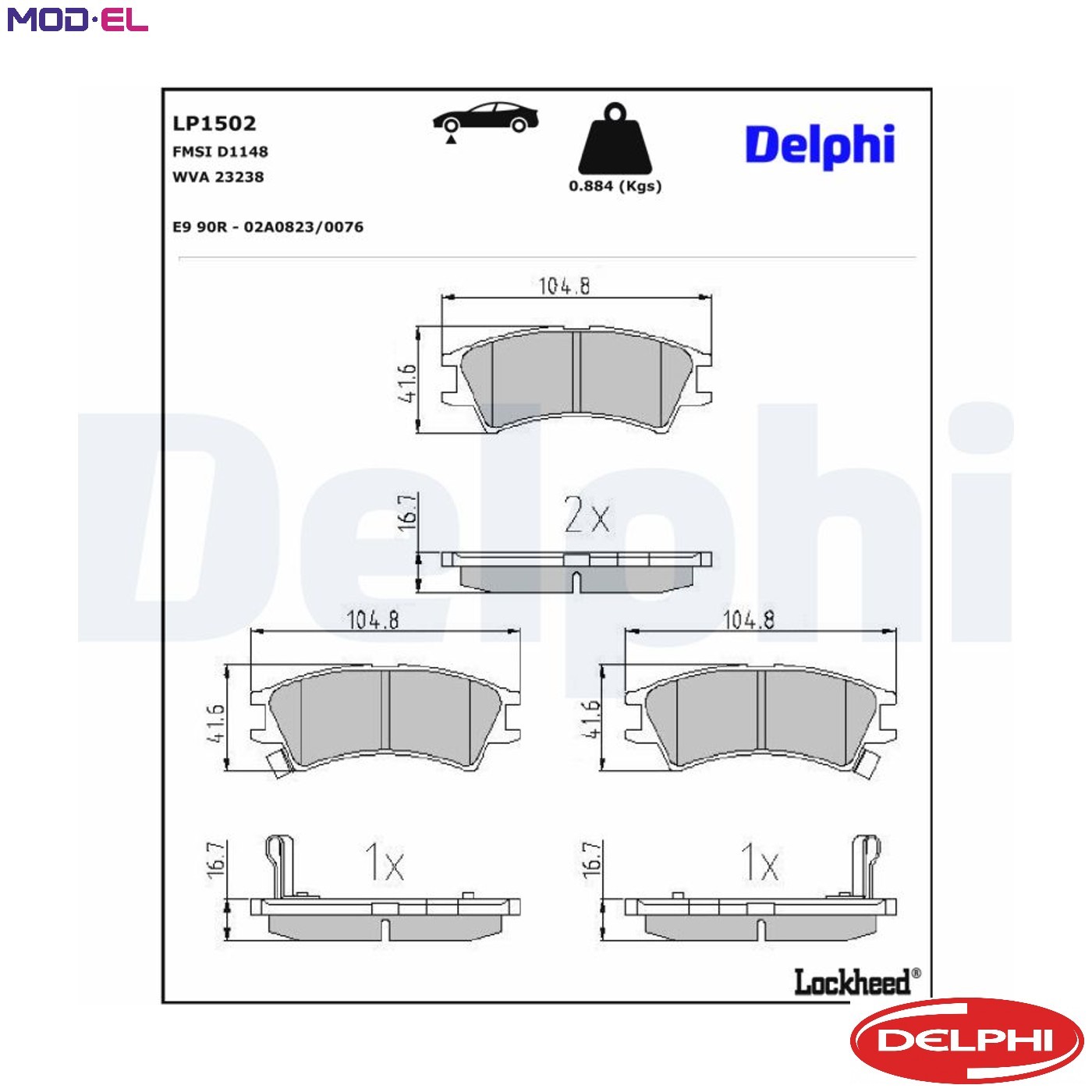 BRAKE PAD SET DISC BRAKE LP1502 FOR HYUNDAI ATOZ/AMICA ATOS SANTRO/XING 1.0L