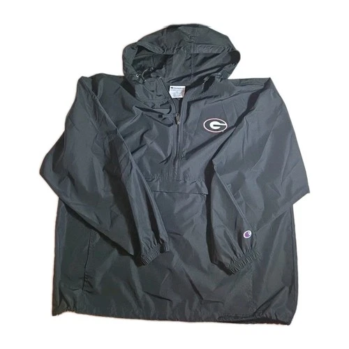 Champion Georgia Bulldog Mens 2XL Black Pullover Windbreaker Hoodie Jacket video thumbnail
