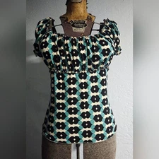 Vintage Y2K Max Studio Large Dot Peasant Top - Medium