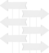6 Pcs White Signs Arrows 16 x 6 Inches, Arrow Yard Signs for DIY Directions